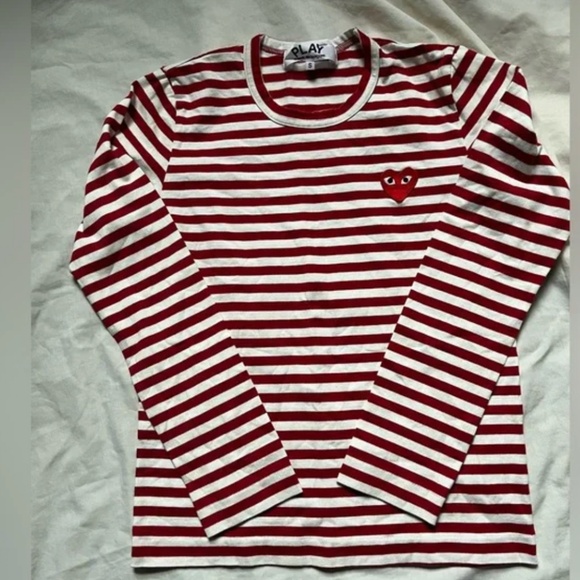 Women’s Comme des Garçons Play Striped Shirt SZ S - Picture 1 of 5